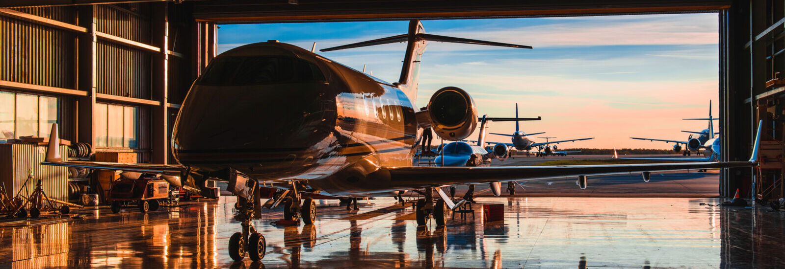 private airplane in hangar